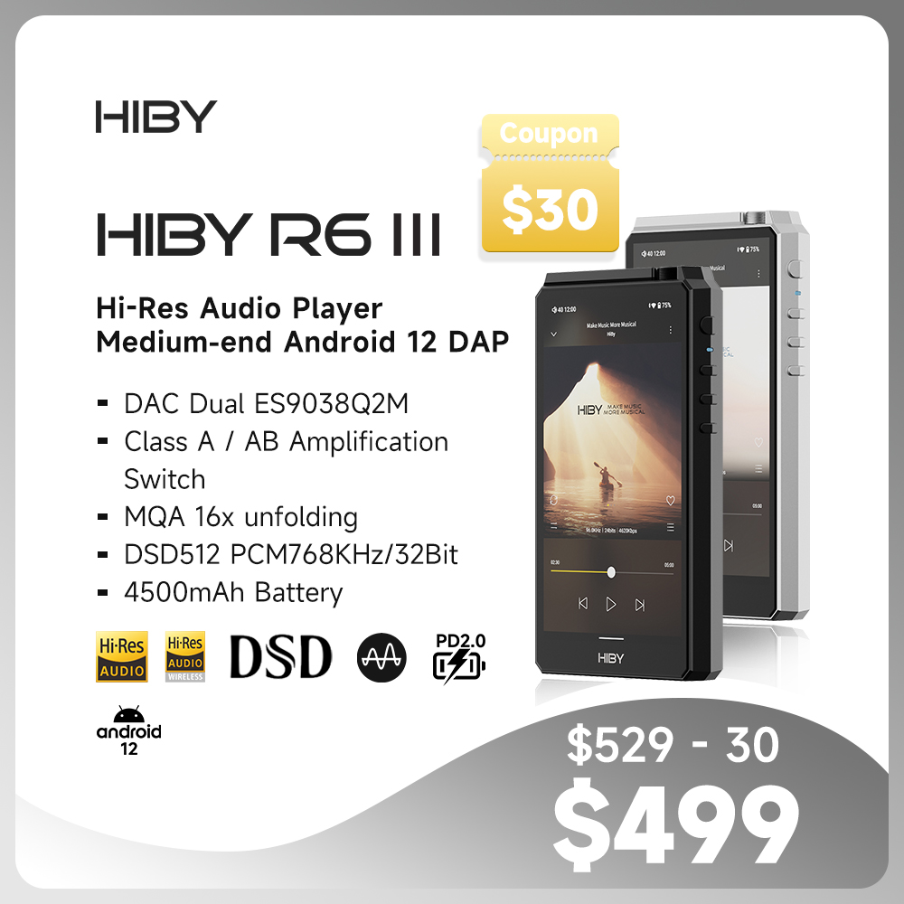 HiBy R6 Gen III / R6 Gen 3 Portable Music Player USB DAC WIFI MQA MP3 Bluetooth Audio For Android IOS Windows Mac Google Play