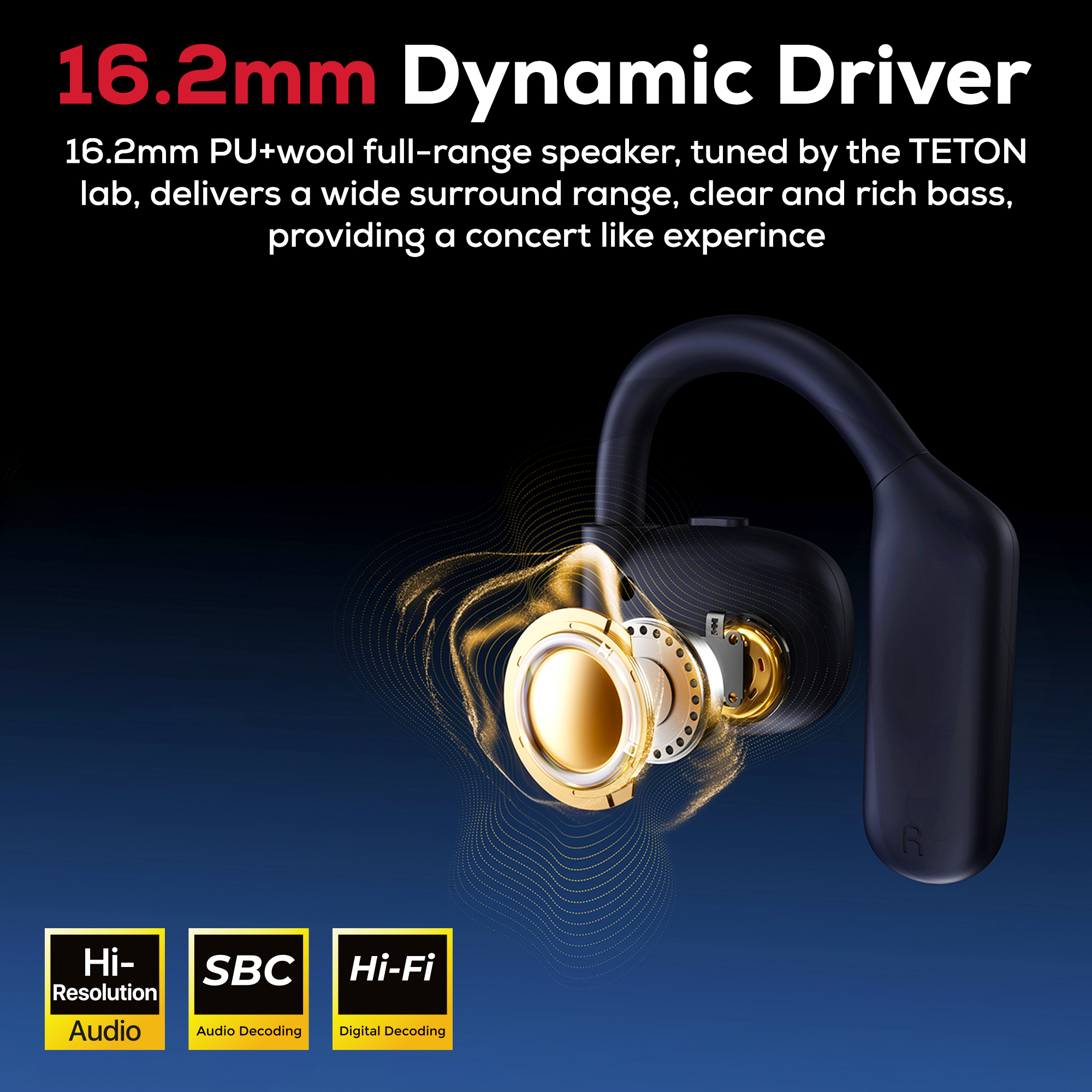 OpenBuds Open Ear Headphones,96H Playtime,Bluetooth 5.4 Wireless Earbuds,16.2mm drivers with Ergonomic Ear Hooks,Ultra-Comfort,Lightweight,Fast Charging,Sweat Proof for Running,Workout,Sport-1 Year Warranty. 