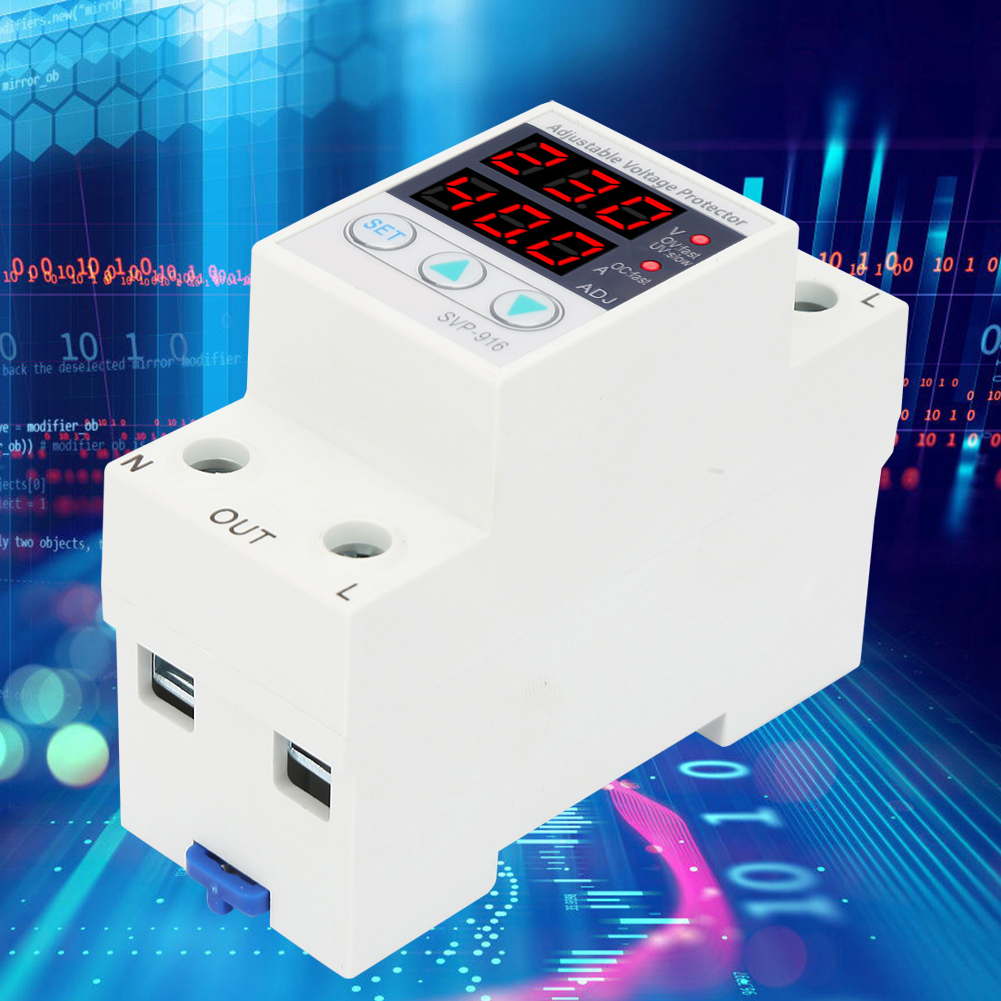 Current Intelligent Single Phase Adjustable Over-Voltage Under-Voltage Protector 230VAC. 