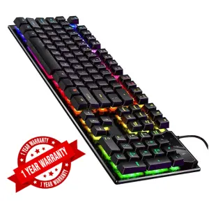 RPM Euro Games Gaming Backlit RGB Keyboard with Wrist Support Semi- Mechanical and USB (Black) : : Toys & Games