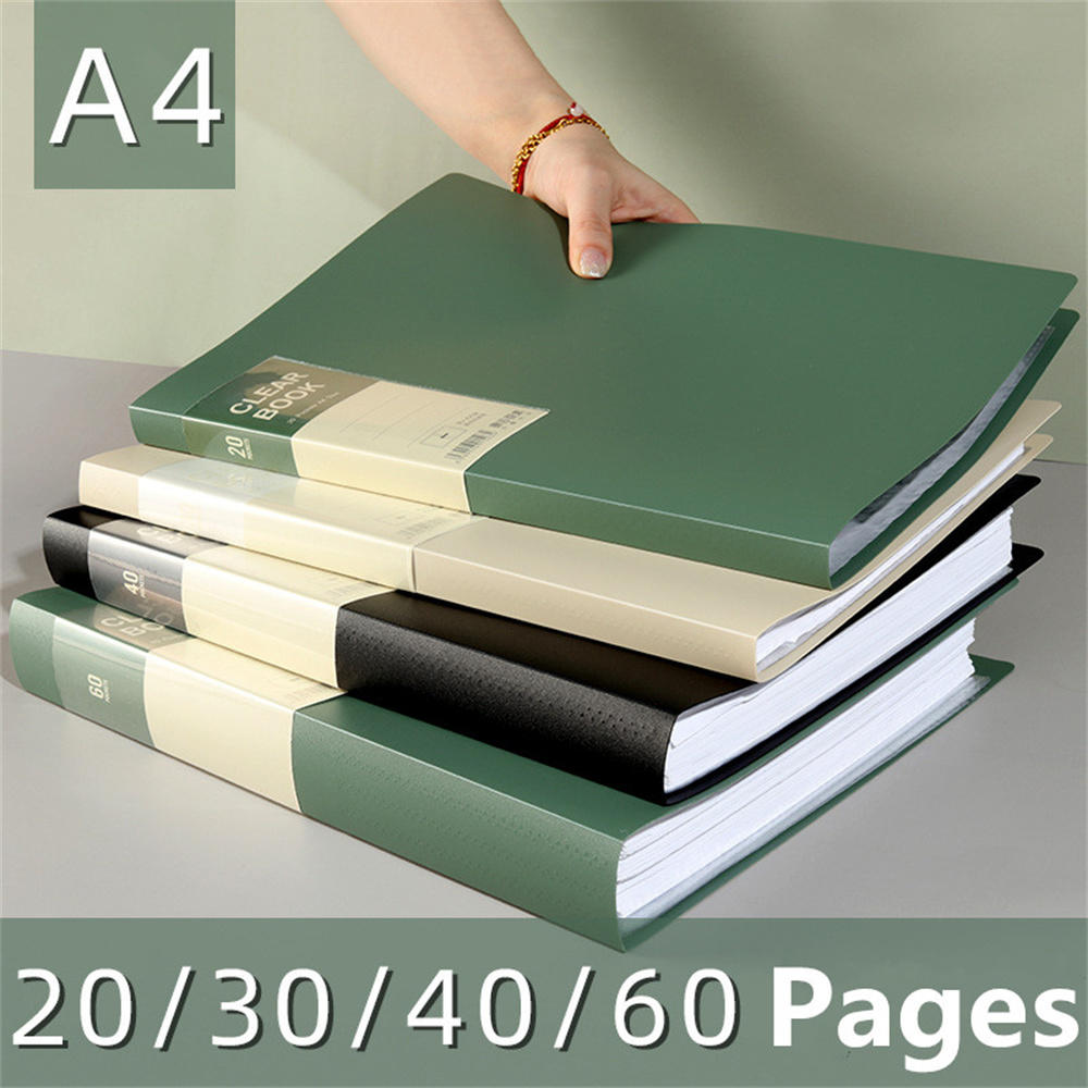 Plastic cover A4 File Folder Display Book Convenient Transparent Insert Paper 20 pages Paper Document Organizer 40 pages 30