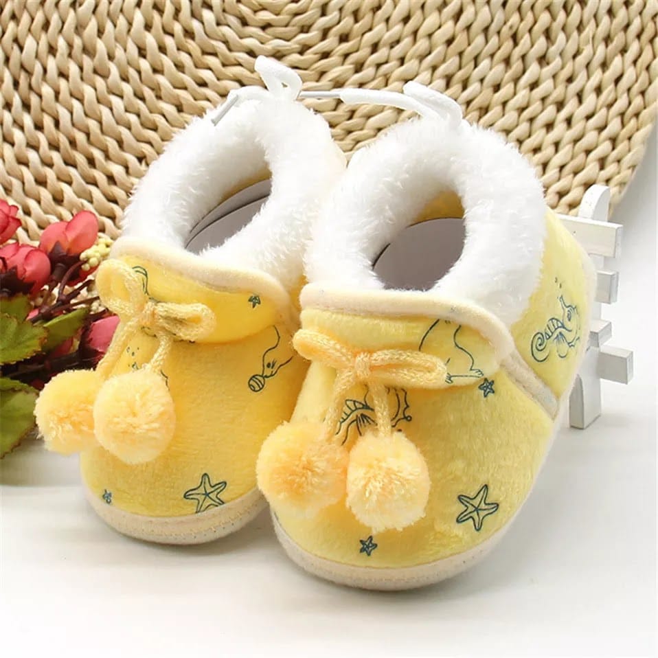 Baby Shoes Winter Plush Soft Sole – Newborn Girl Princess First Walker Shoes (6–12 Months)
