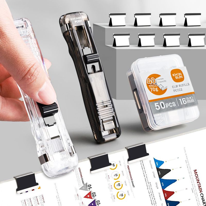 Deli Metal Clip Push Clipper Latest Stapler Paper Fixing Organizing Stapler Reusable Portable Push Clamp Not Damage Paper. 