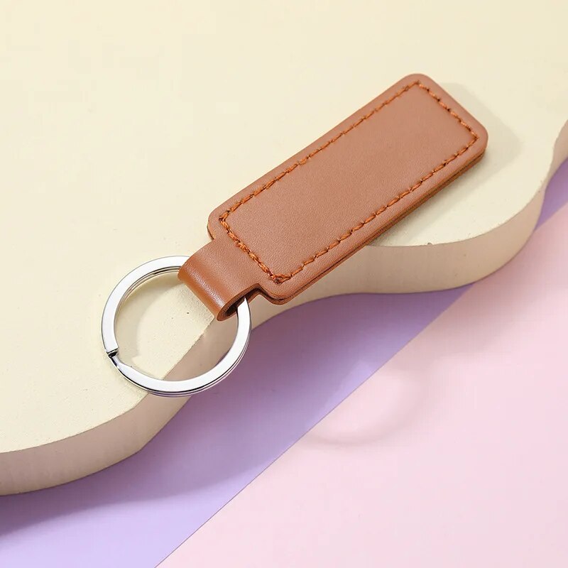 [Laser Engraving of Name Number] Leather Car Key Chain Wood Keyring Keychain DIY Key Holder for Girl Men Women Lady. 