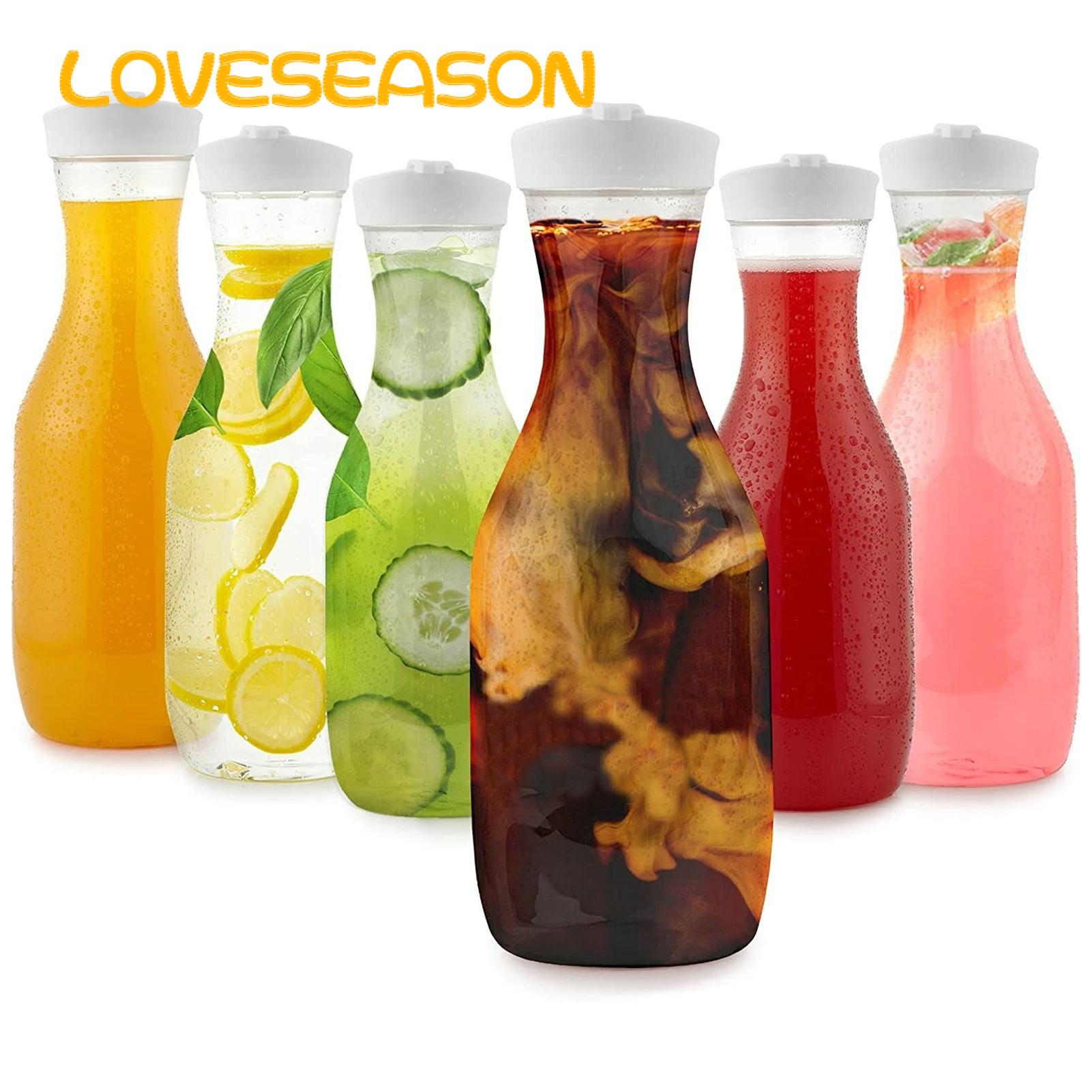 Juice Bottle with Airtight Lid 50 Oz Airtight Juice Carafe with Lids Convenient Drink Pitcher for Fridge Storage Easy Pouring Ideal Milk Container for Bar Freezer Beverage Bottles for Hand Washable. 