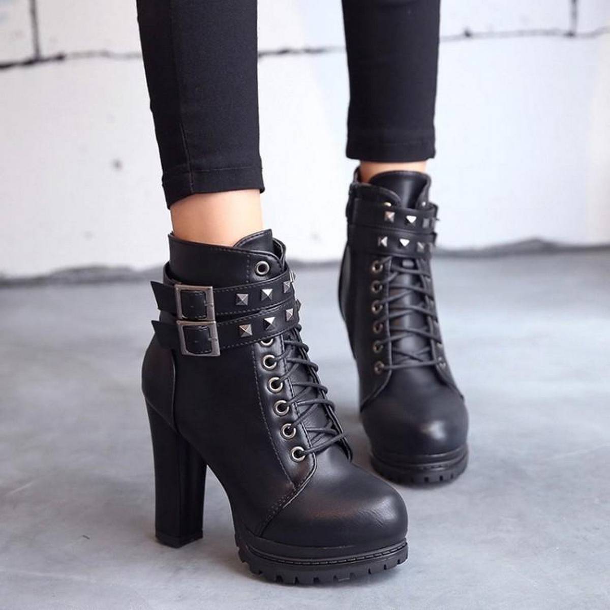 block heel platform ankle boots