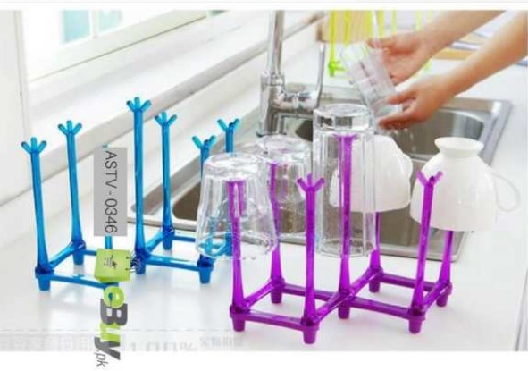 Folding Glass Stand Cup Holder Kitchen Accessories Home Storage Rack For Living Room. 