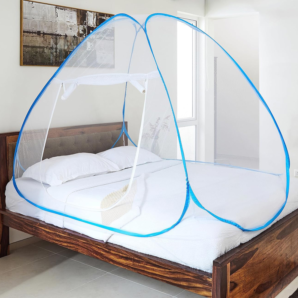 Mosquito Net Instant Double Bed Foldable Magic Mosari - Enjoy A Peaceful Night'S Sleep Instant And Foldable Mosquito Net For Double Beds