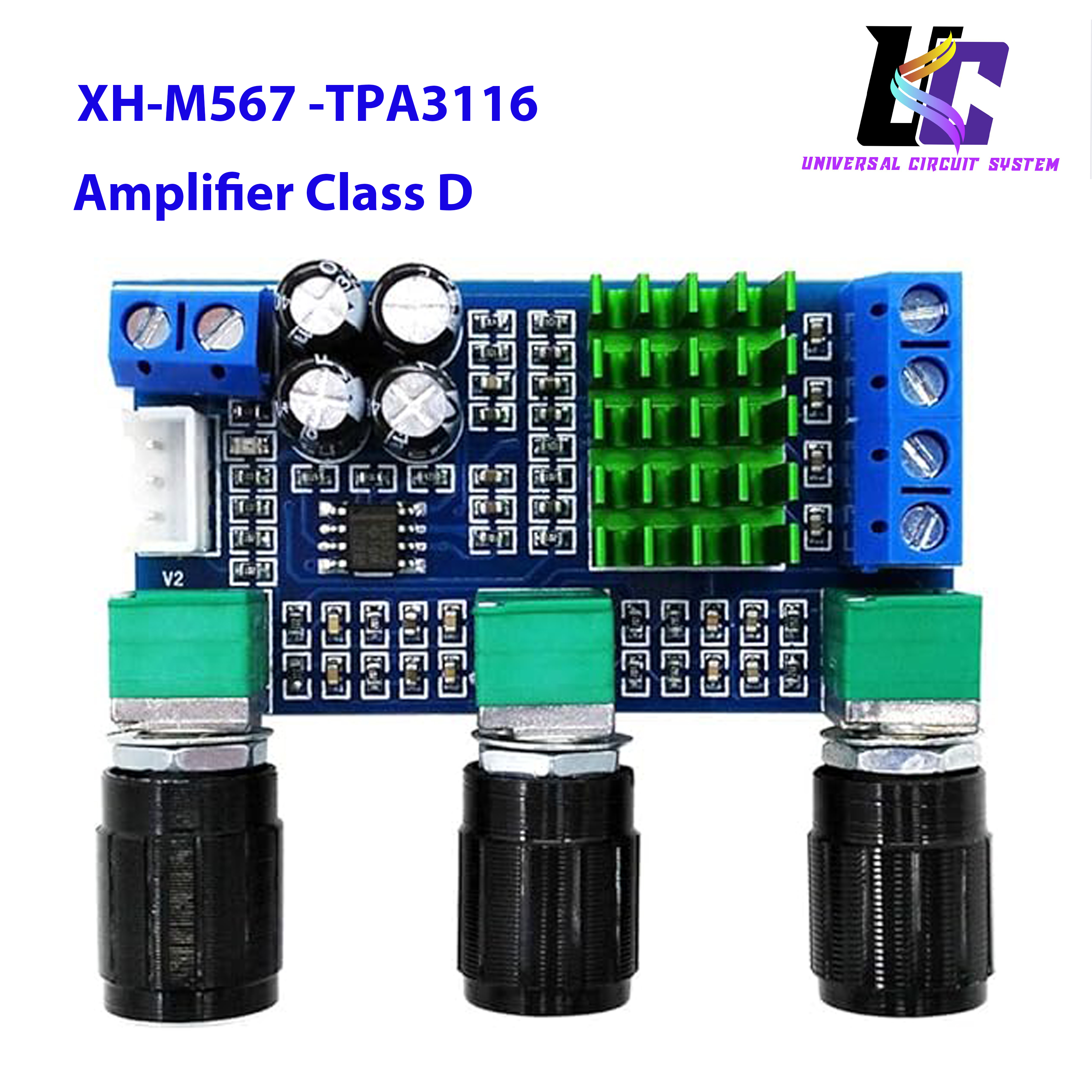 XH-M567 TPA3116D2 High and Low Sound Adjustment Audio Control Amplifier Two-Channel Digital Power Amplifier Board Onboard op amp Double 80W. 