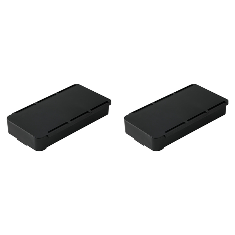 2X Under Desk Drawer Organizer Invisible Storage Box Self-Adhesive Stationary Container Desk Makeup Holder Black