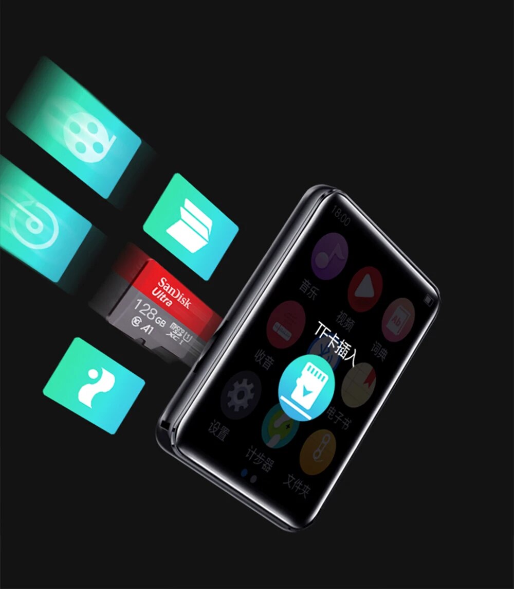 RUIZU M7 Bluetooth MP3 Player With Speaker 8GB 16GB Touch Screen Portable Music Player Support FM E-Book Video Recorder TF Card. 