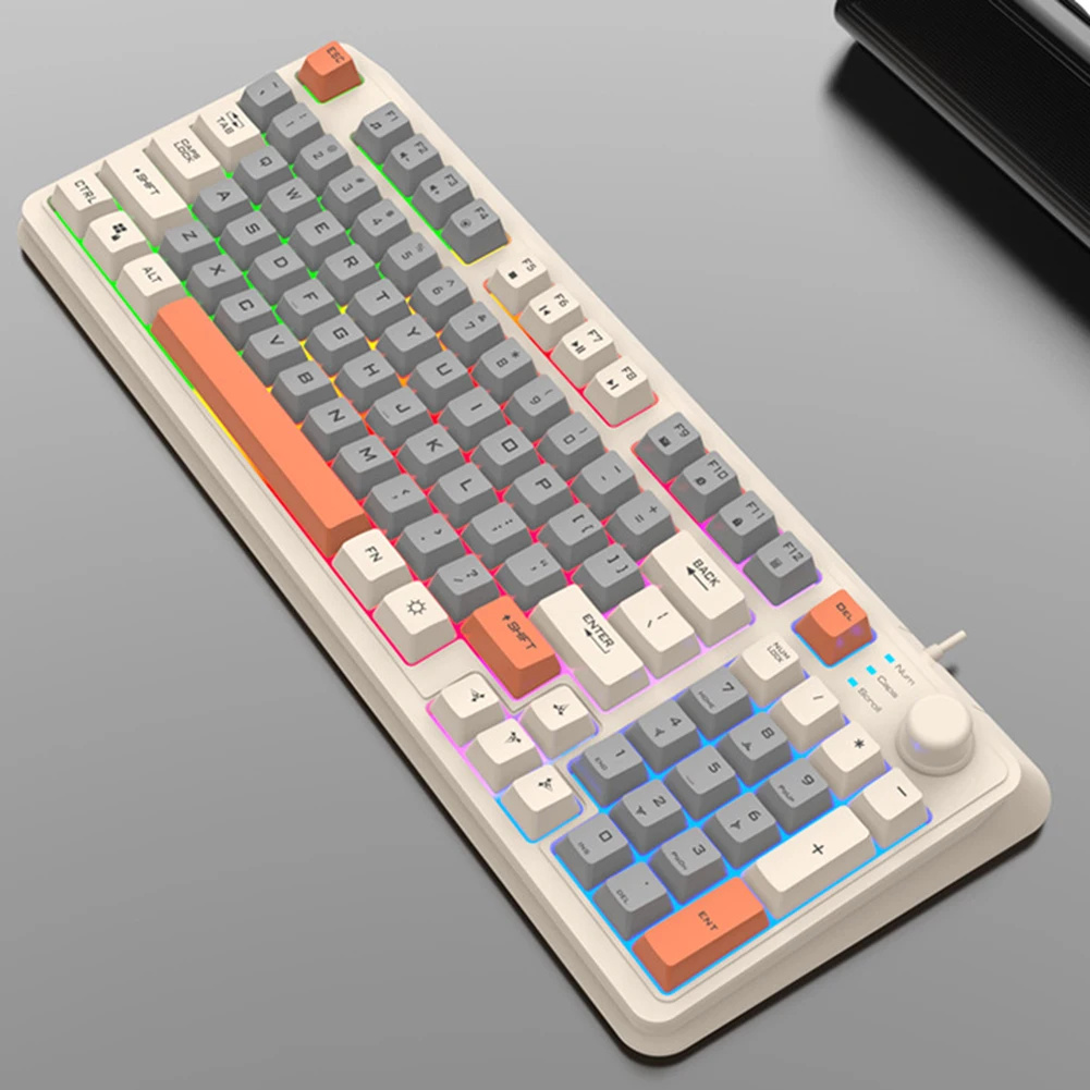 K82 Gaming Keyboard 94 Keys Portable Wired Office Keyboard With Colorful RGB Backlight Mechanical Ultra Silence Keyboard Comfortable Typing Experience For Laptop PC Computer. 