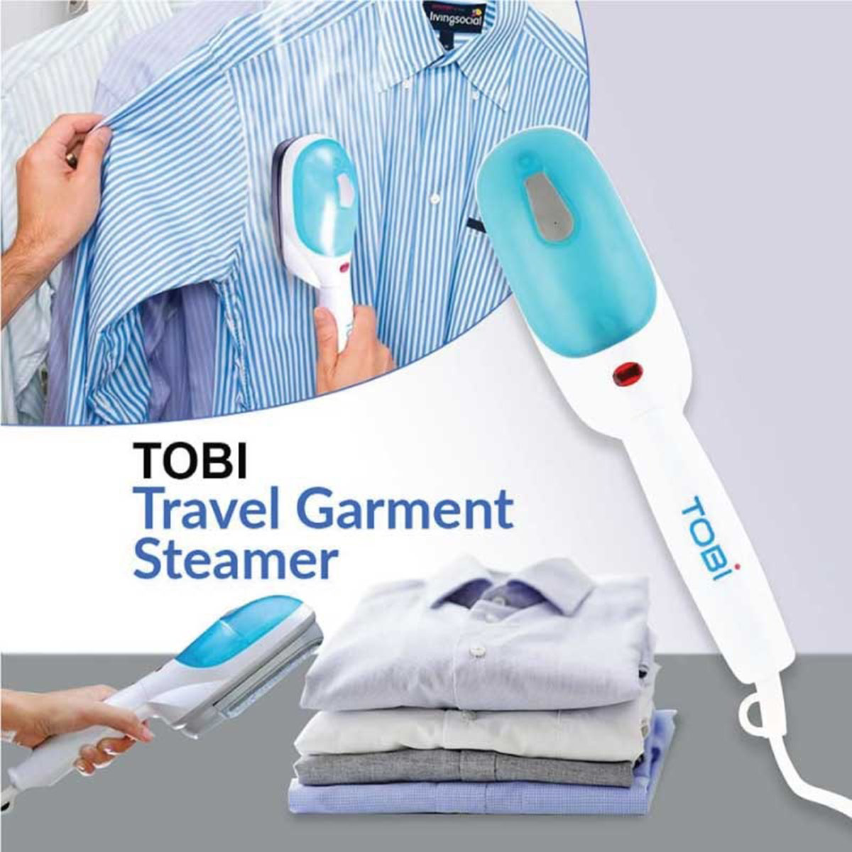 Tobi Mini Handheld Folding Electric Portable Iron Cloth Steamer