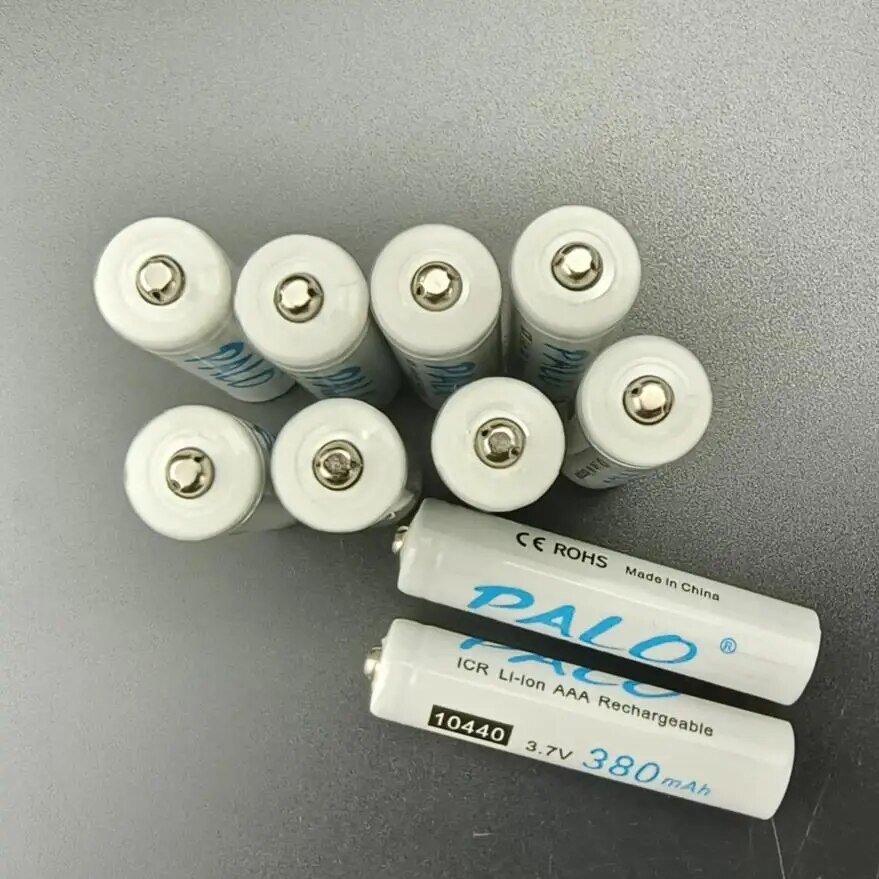 PALO 3.7V 10440 Rechargeable Li-Ion Battery 10440 AAA Lithium ion Batteries for Flashlight Mini Speaker Megaphone lights. 