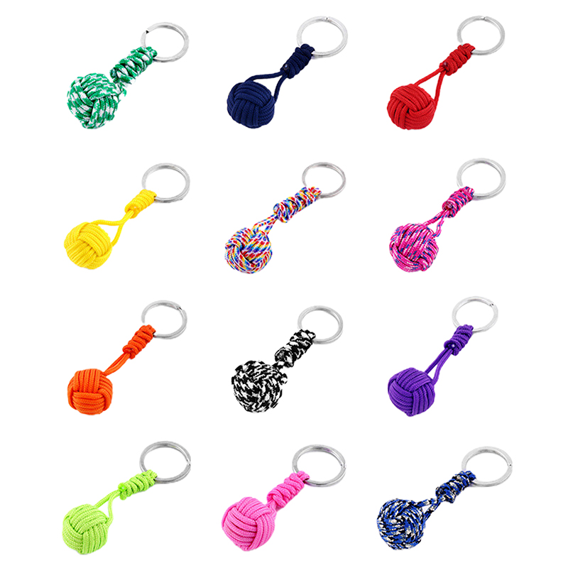 Parachute Woven Rope Ball Keychain Lanyard Key Ring Monkey Fist Key Chains. 