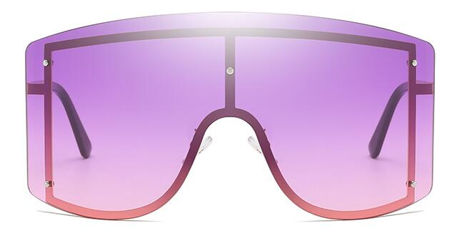 【happy one】purpleBig Square Frame Women Colorful Personality Trend Gradient Sun glasses Men Yellow Oversized Eyewear. 