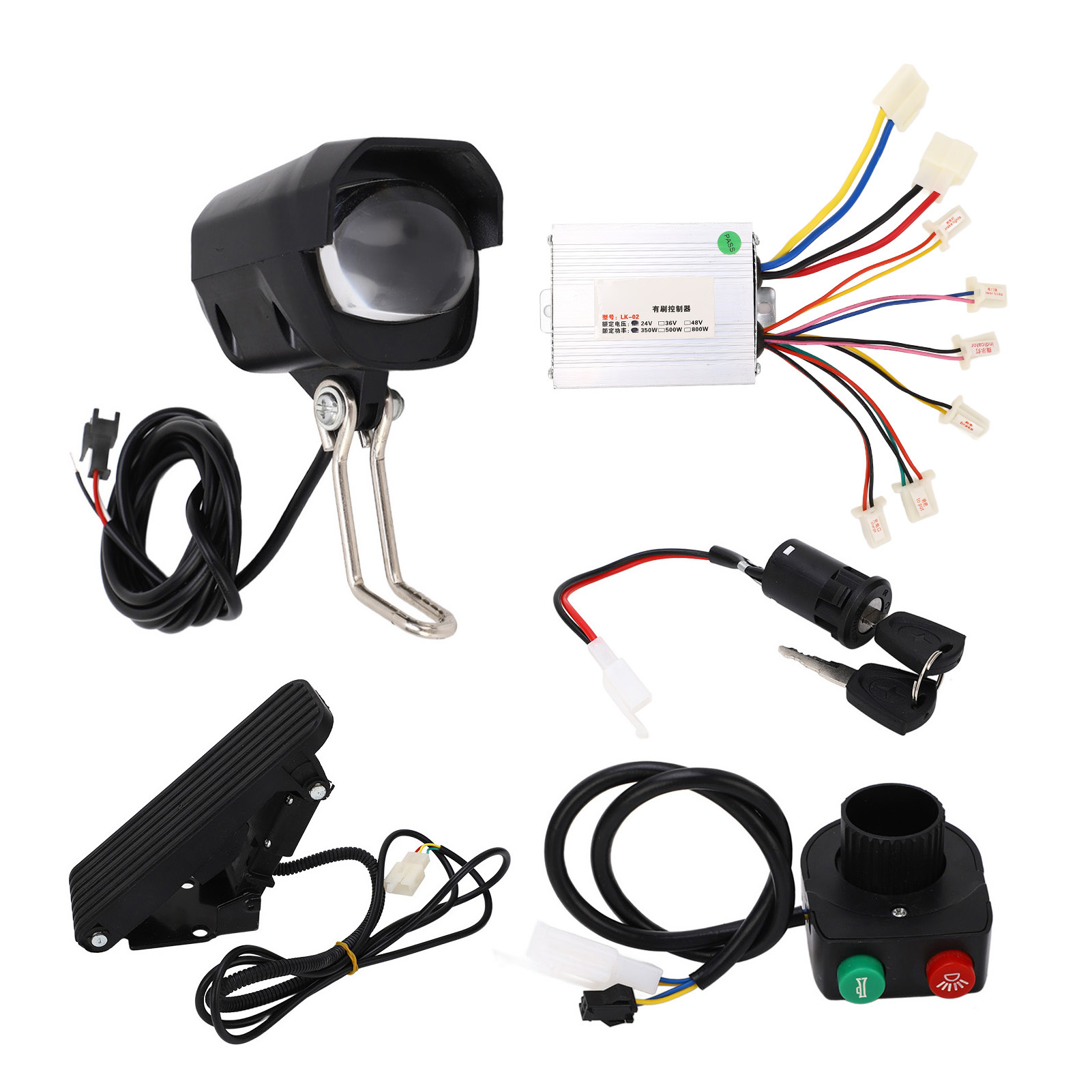 Electric Tricycles Brushed Controller, Stall Protection Electric Lock Switch Electric Bike Foot Accelerator Controller Set for Modification. 