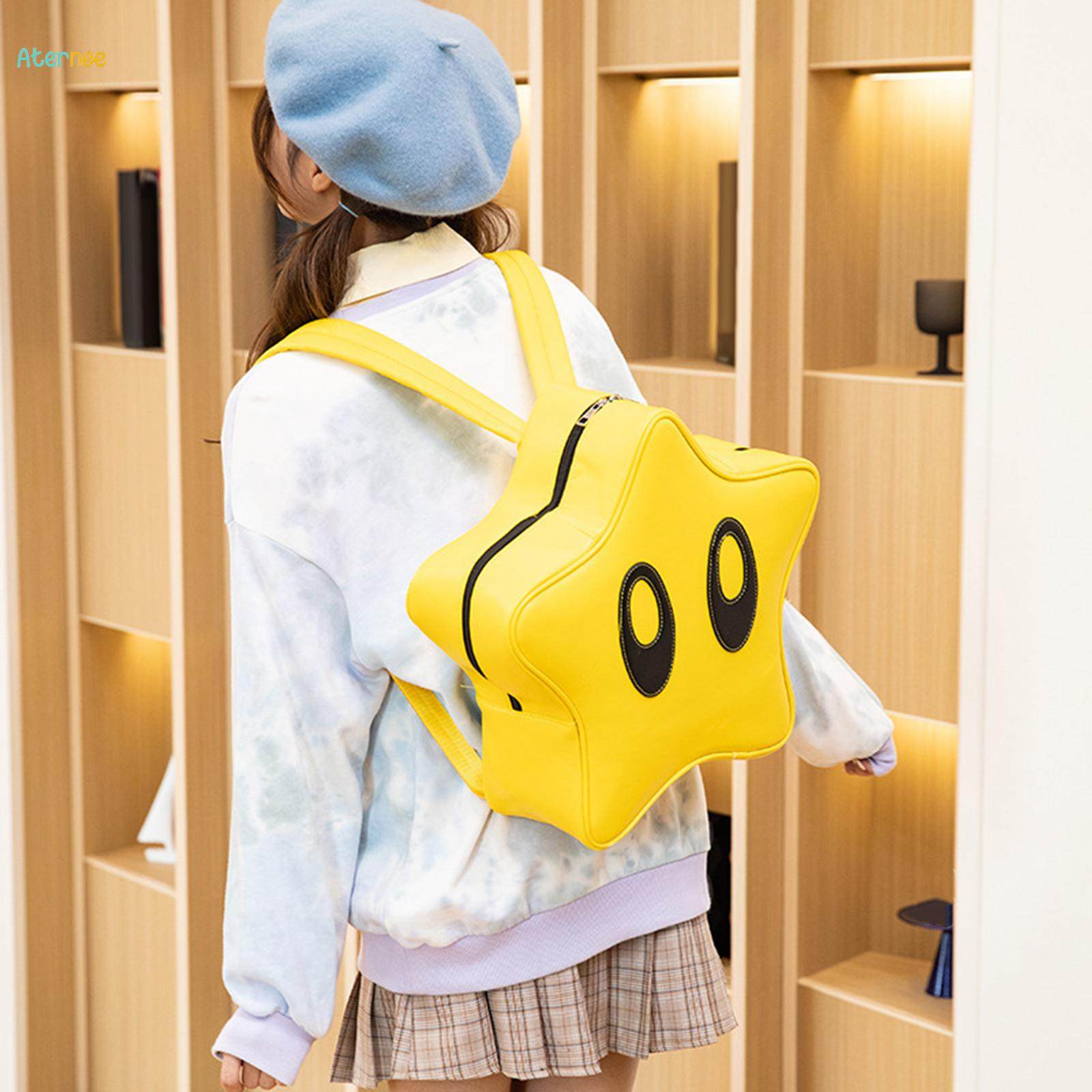 Yellow Star Shape Backpack Bookbag with Adjustable Shoulder Straps Funny Cute Travel Bag 33x12x38cm