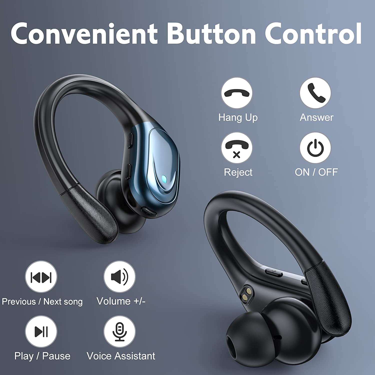 BX17 Bluetooth Earphones Tws Ear Hook Bluetooth 5.3 Running Sports Stereo Buttons Control With Microphone Wireless Headphones. 