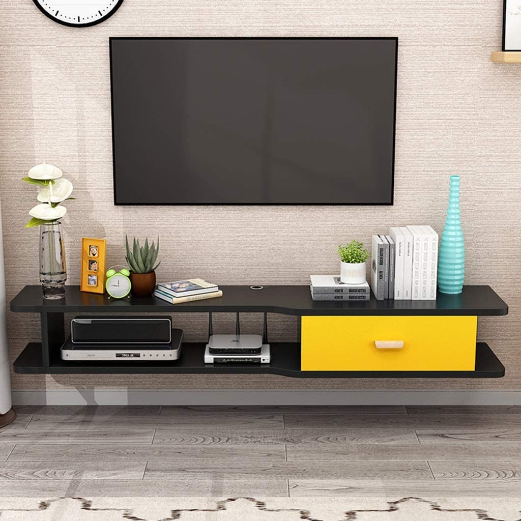 Aldeemart Floating TV Cabinet Wall Hanging TV Stand Wall Mounted TV Cabinet Hanging Entertainment Media Center Storage Console Game Console Audio/Video Console with Open Storage Shelf. 