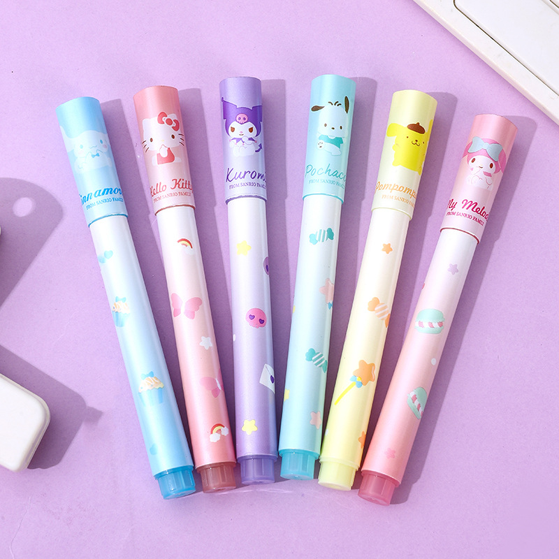 Cartoon eye protection color graffiti pen student handbook annotation highlighter eye color double-ended highlighter set. 