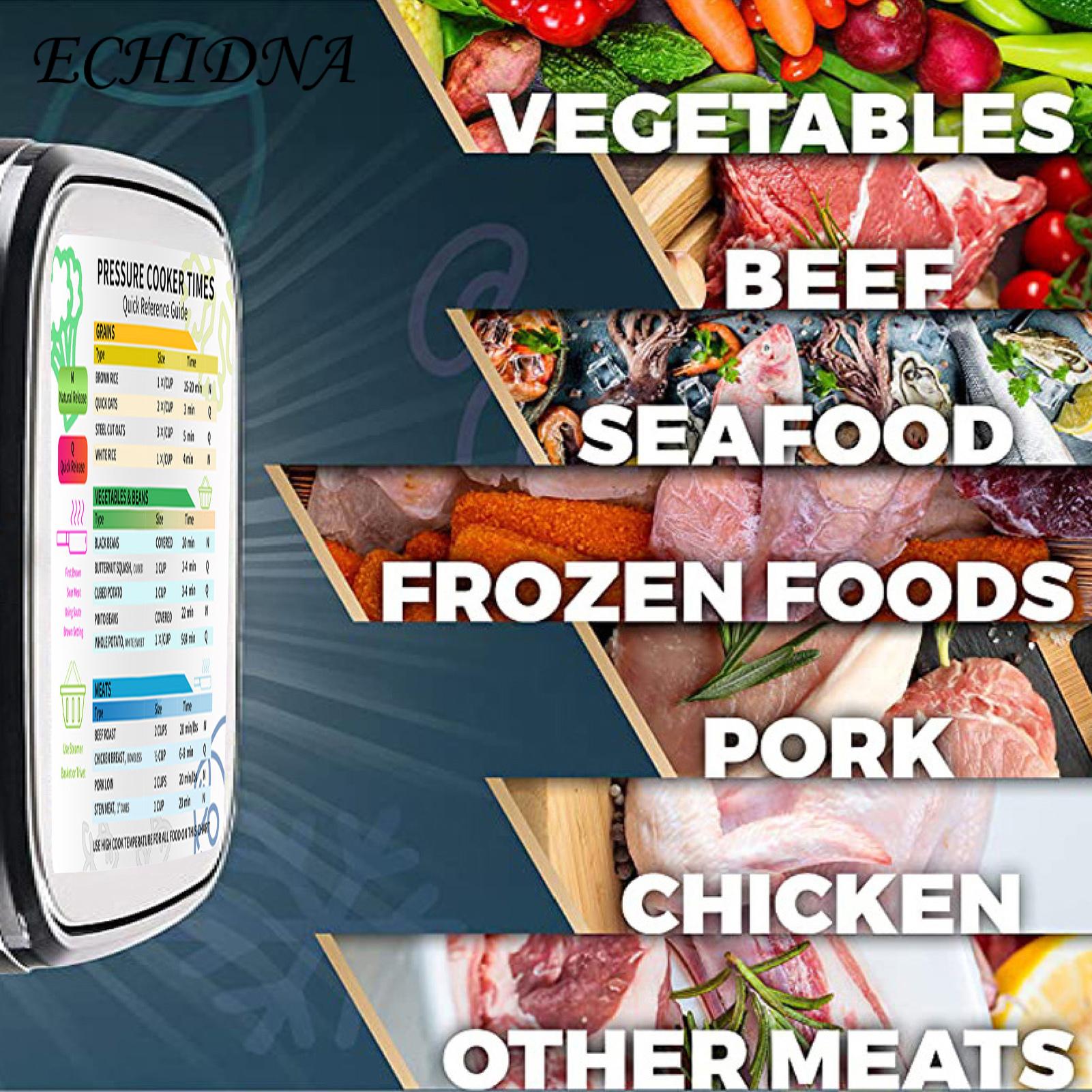 ECHIDNA Cooking Time Sheet Reusable Air-Fryer Accessories Cooking Times Cheat Sheet. 