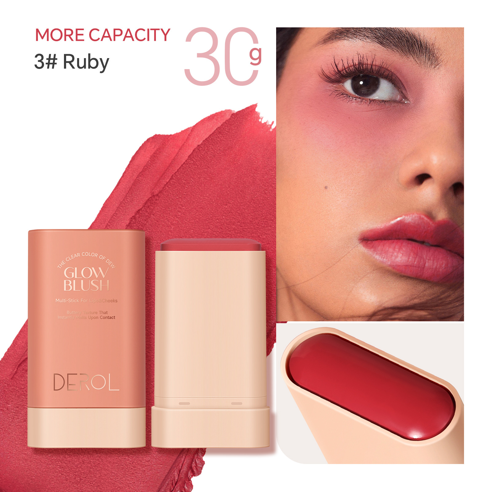 Derol Softly Glow Blush Multi-Stick for Lips & Cheeks. 