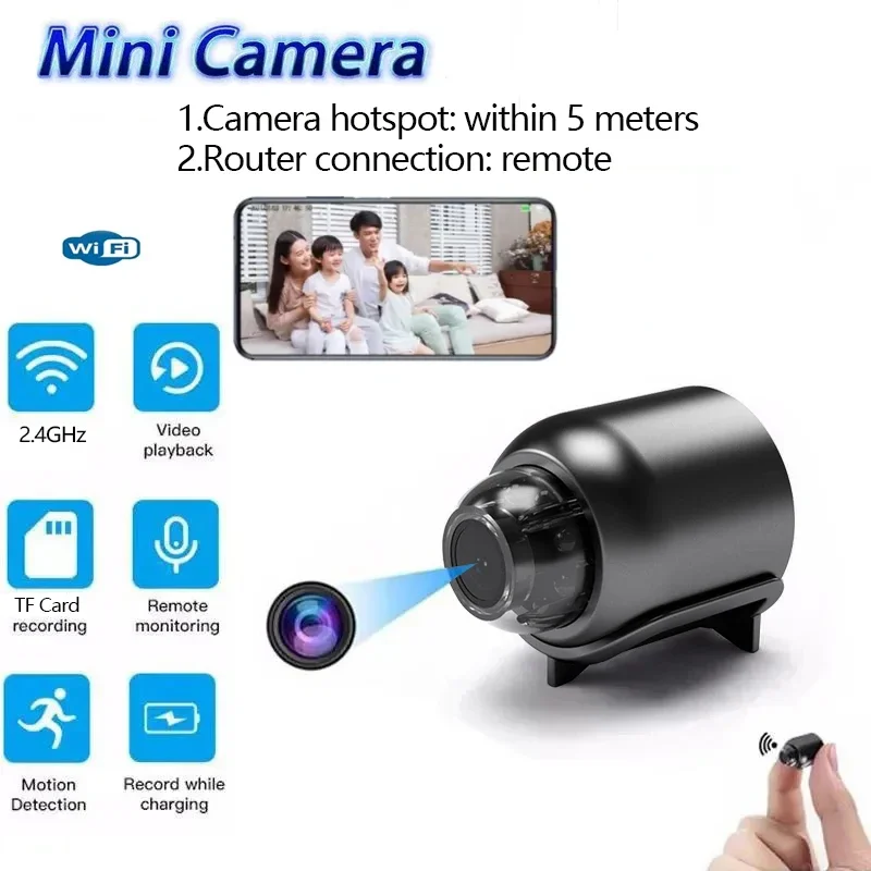 HD Mini Camera WiFi Portable Indoor Smart Home Security Cam Night Vision Motion Detection Camcorder Surveillance Recorder. 