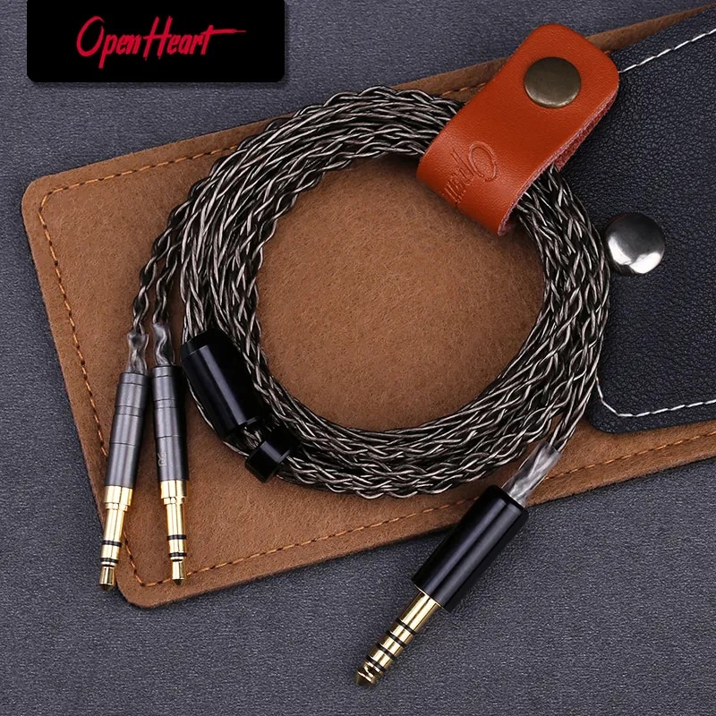 OPENHEART 8 Core Headphone Cable 1 to 2 jack dual 3.5/2.5/4.4mm Balanced Cable Silver Plated Copper Upgrade Replacement 2m 3m