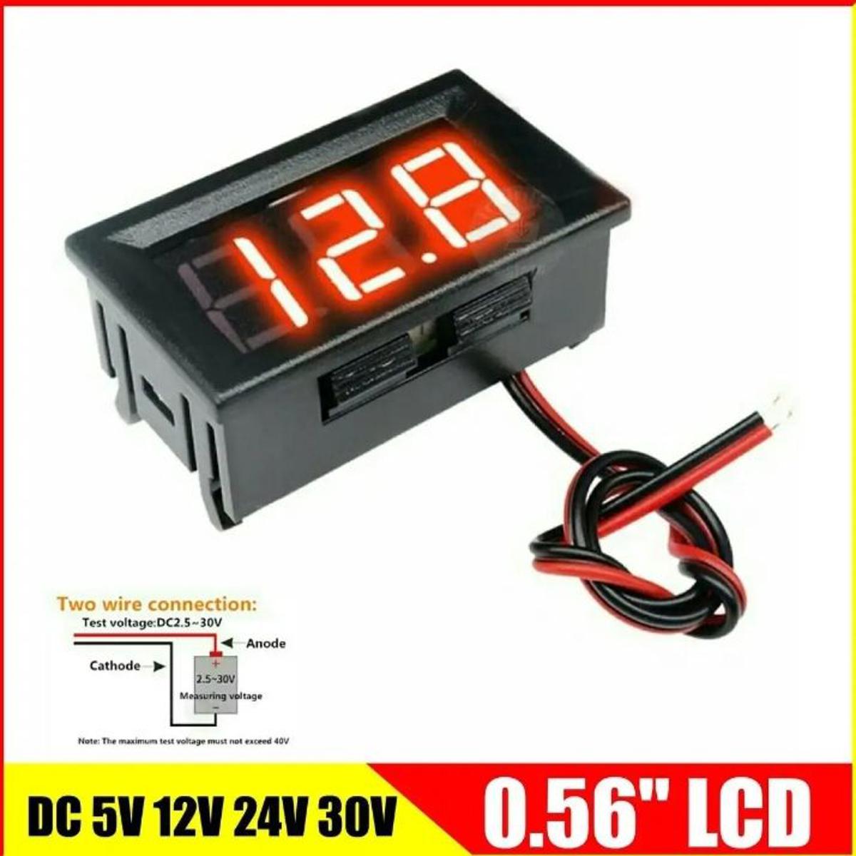 DC 5V-120V Digital Voltmeter Panel Gauge 2 Wires 0.56 inch LED Mini Voltage Meter Table Red Green Blue Display