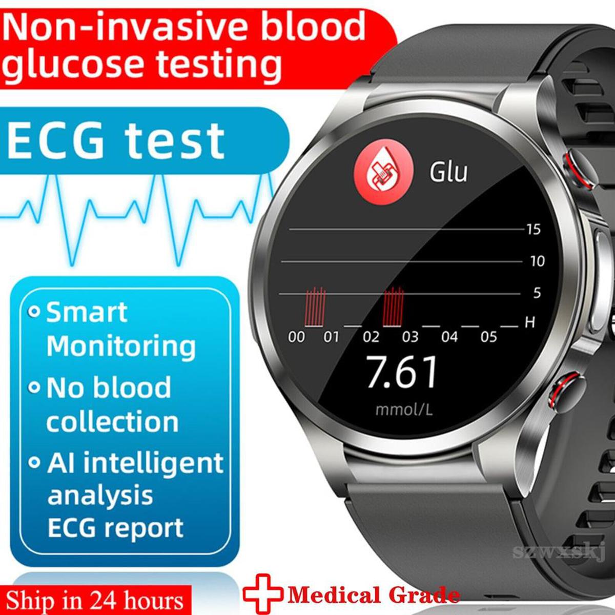 Blood Sugar Monitoring Smart Watch Sugar Smart Watch ECG PPG Heart Rate Monitor Watch Glucose ECG PPG Watch Smart Watch With Body Temperature Monitor