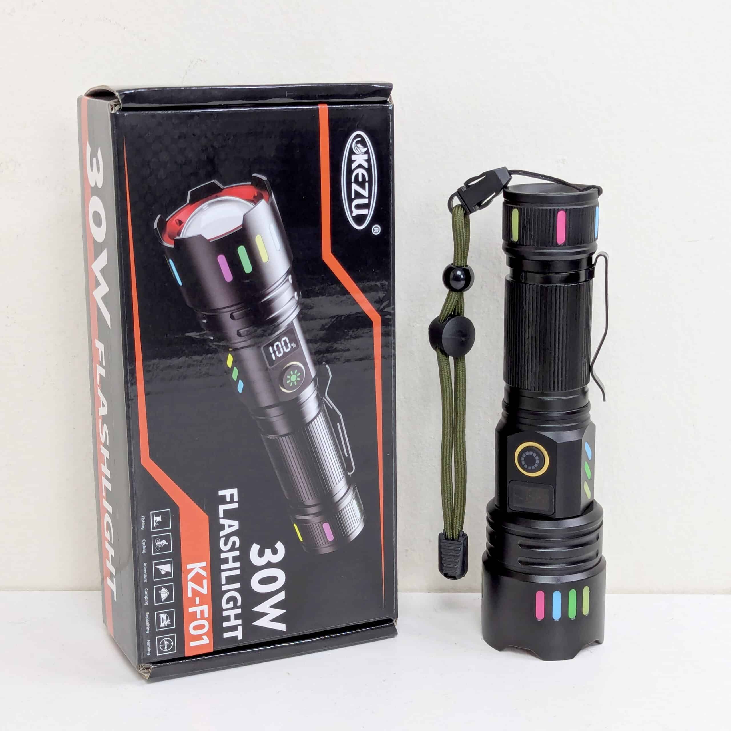 KEZU Lampu Suluh LED Flashlight Zoomable USB Rechargeable Made From Aluminum Torch Light Super Bright Camping Light. 