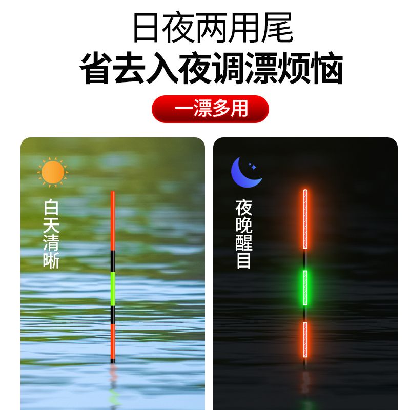 Super Bright Electronic Luminous Drift Bite Hook Color-Changing Float High Sensitive Eye-Catching Day and Night Dual-Use Fish Float Luminous Float Catfish Float Fish Float. 