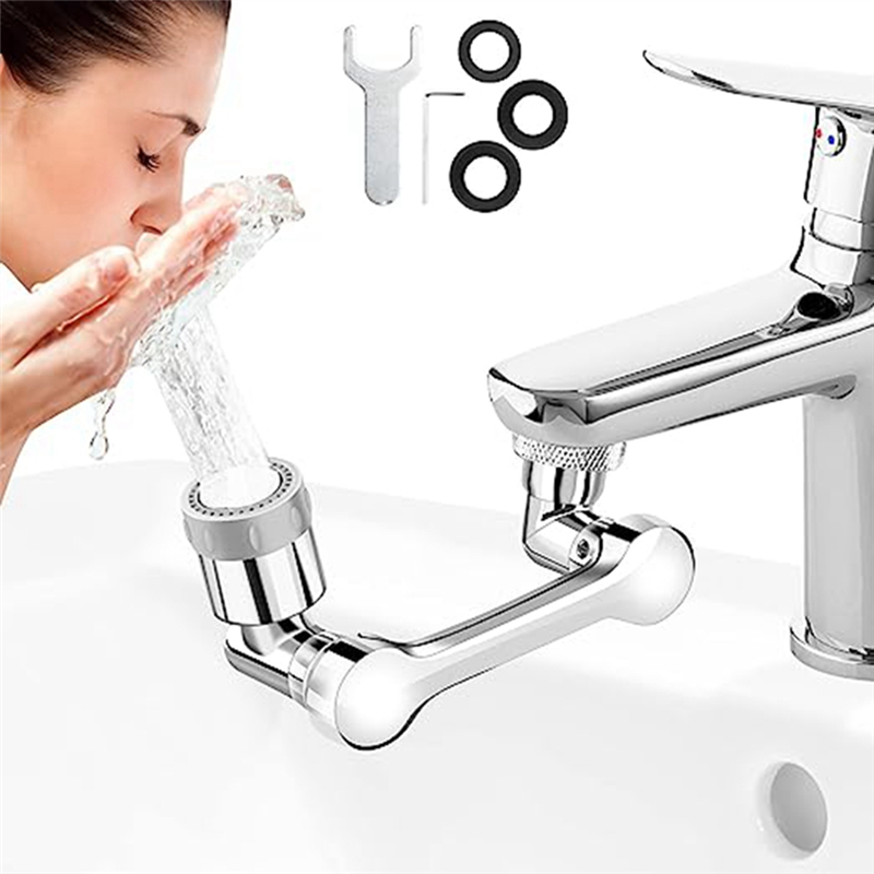 Faucet Extender Brass Faucet Extender 1080 Swivel Robotic Arm Faucet Aerator, 2 Types of Water Discharge Model, Robot Arm for Cleaning. 