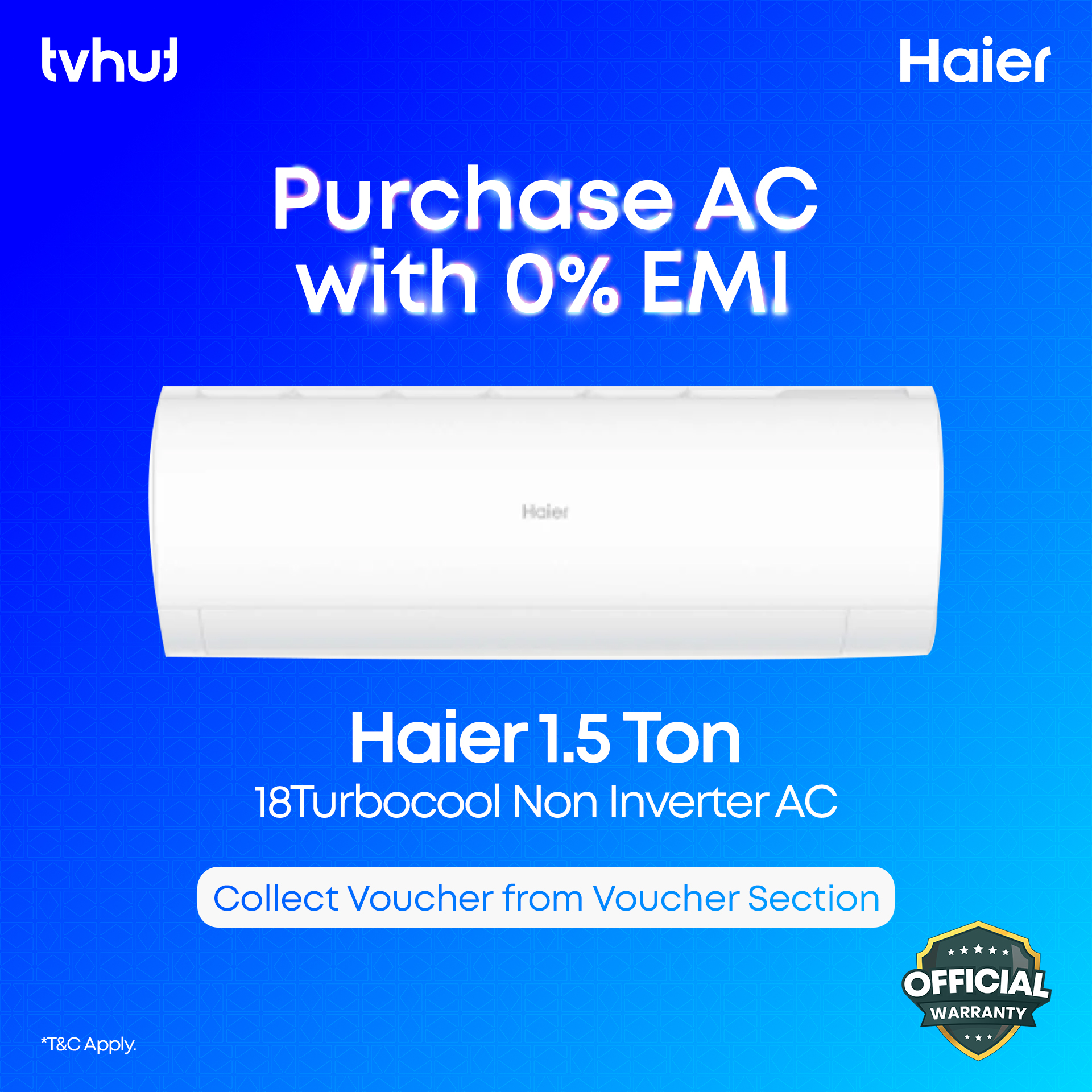 Haier 18Turbocool Pro 1.5 Ton Non Inverter AC With Official Warranty