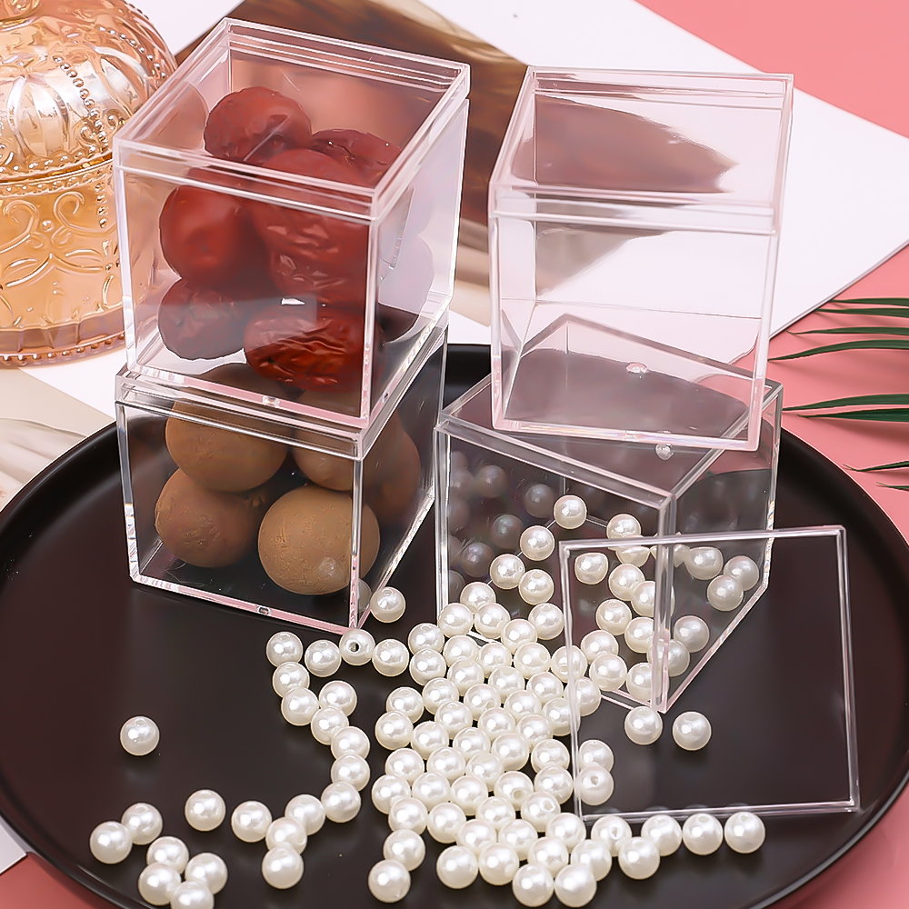1/3/5pcs Clear Acrylic Candy Box Transparent Plastic Square Cube Box Chocolate Packaging Storage Containers Display Box. 