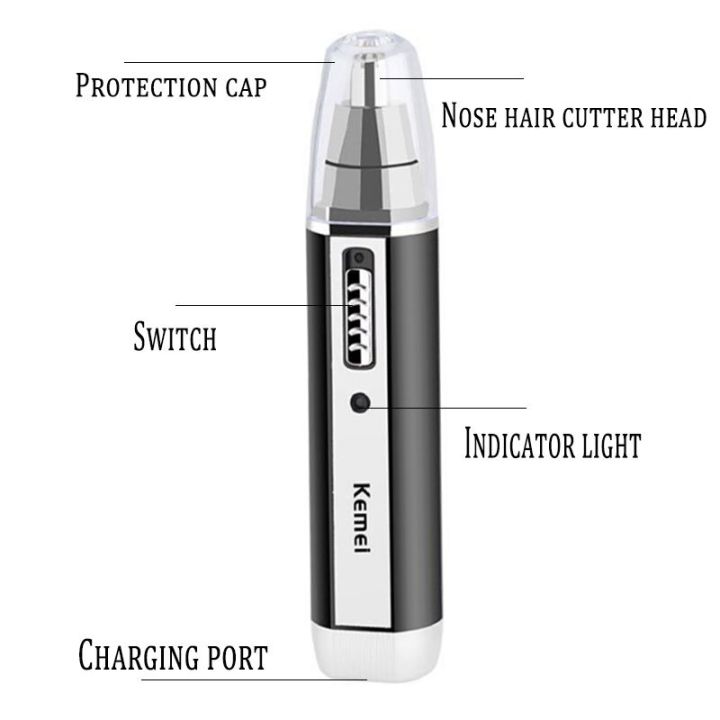 Kemei KM-6632 2 In 1 Rechargeable Nose Hair Trimmer