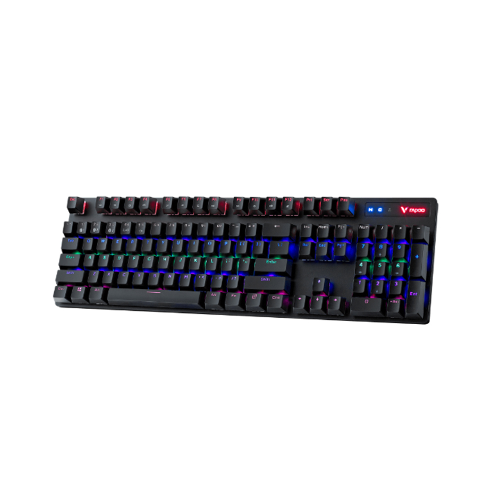 Rapoo VPRO V500PRO-MT Blue Switch Multi-mode Wireless Keyboard Switch Bluetooth 3.0, Bluetooth 5.0, 2.4GHz and wired modes Adjustable backlight Rechargeable battery. 