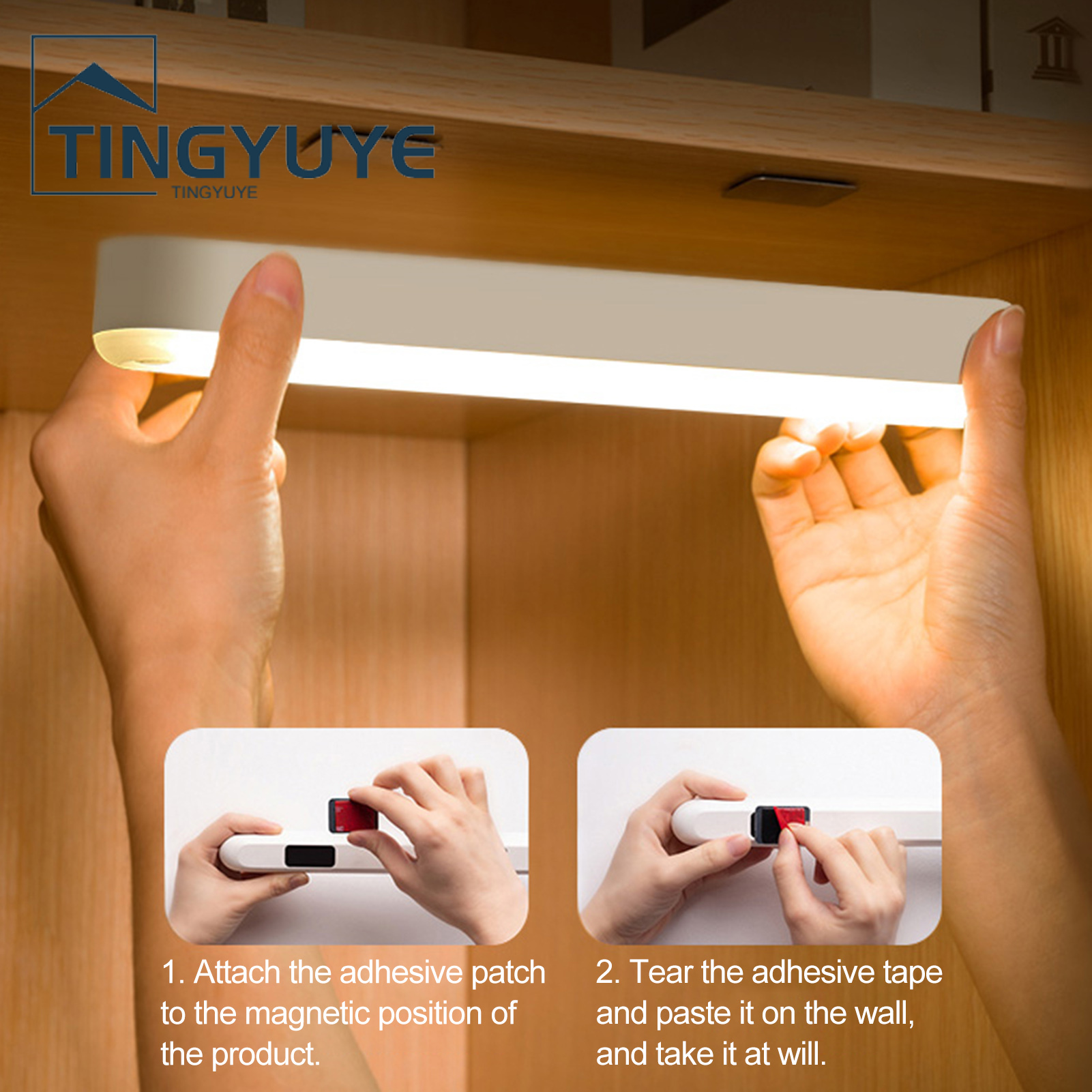 LED Night Light Flickr Free No Wiring No Wiring Automatic on/off -Recharge Wide Sensing Angle Eye Protection Closet Wireless LED LED Induction. 