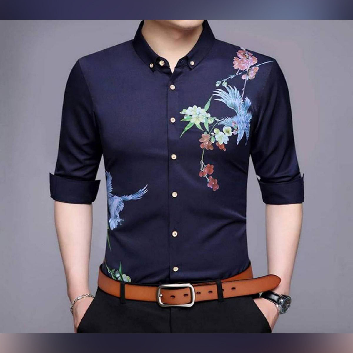 Blue Cotton Full Sleeve Casual Shirt 
