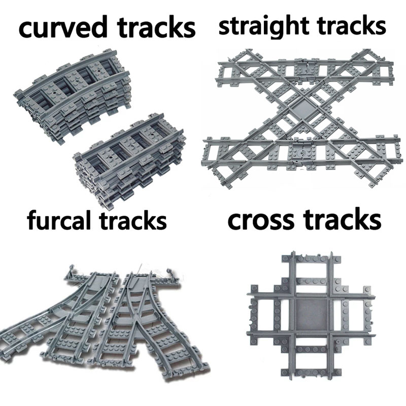 NEW City Trains Flexible Tracks Soft Straight Curved Rails Switch Building Block Creative Models Tailways Toys For Kids Gifts. 