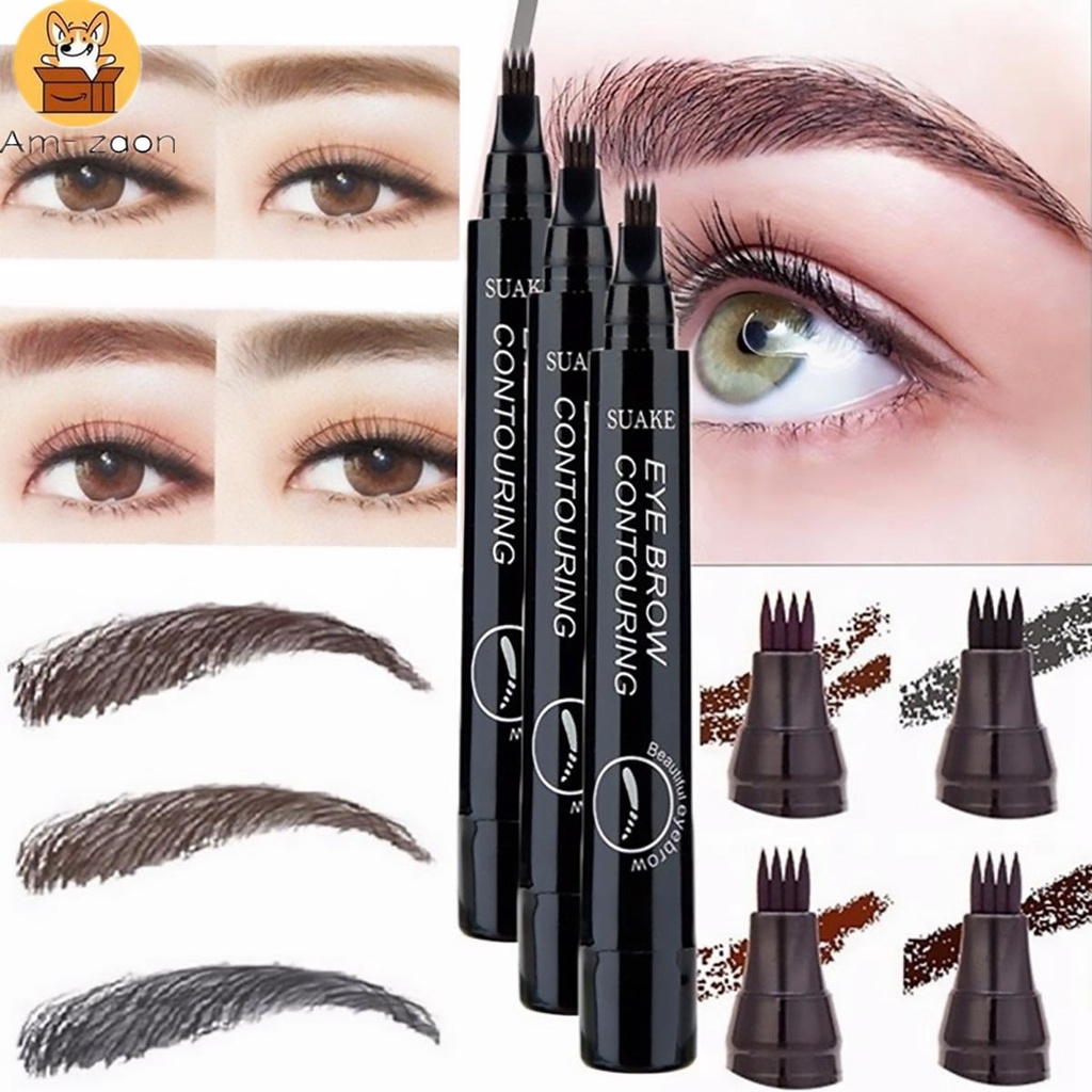 Everyday Low Price! Eyebrow Pen - Waterproof 4-Fork Tip Eyebrow Tattoo Pencil for Long-Lasting, Professional Results! Fine Sketch Liquid Eye Brow Pencil Delivers Natural-Looking, Defined Brows with Easy Application. Ideal for Both Beginners & Experts in E. 