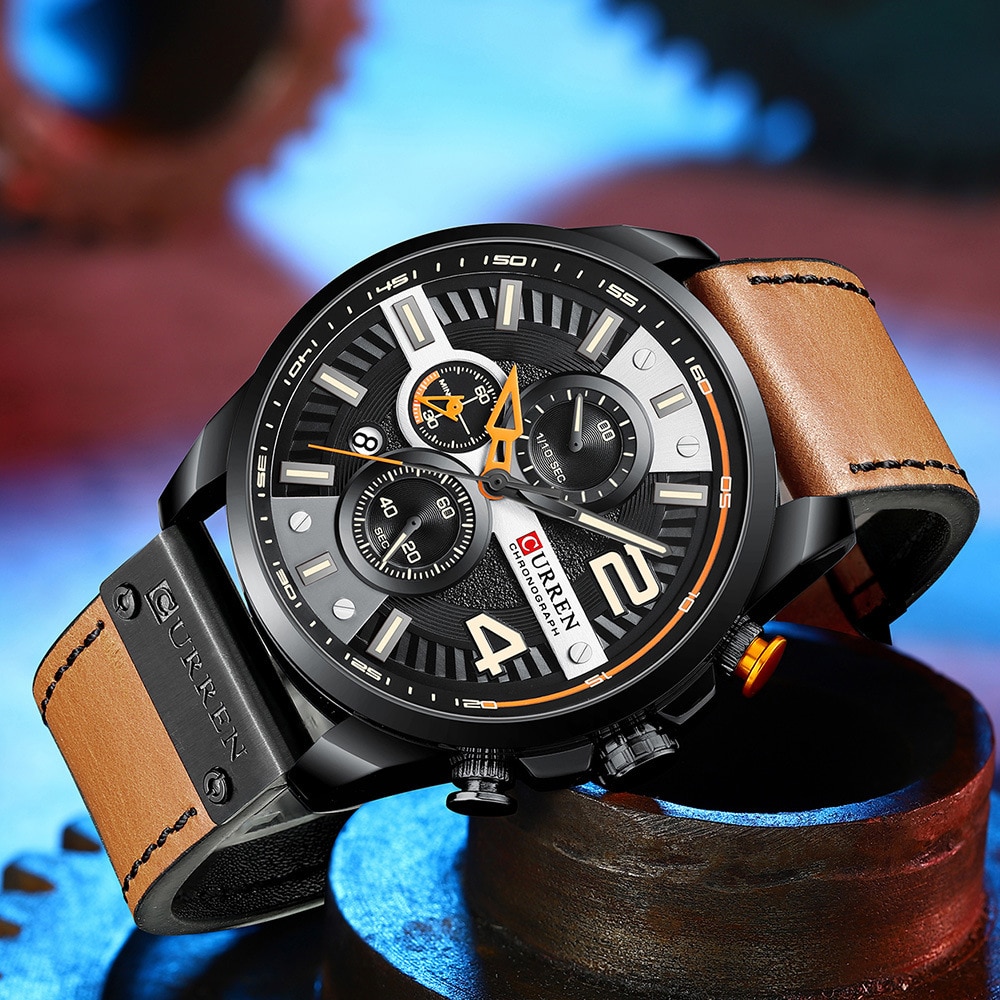 Curren leather best sale watch price