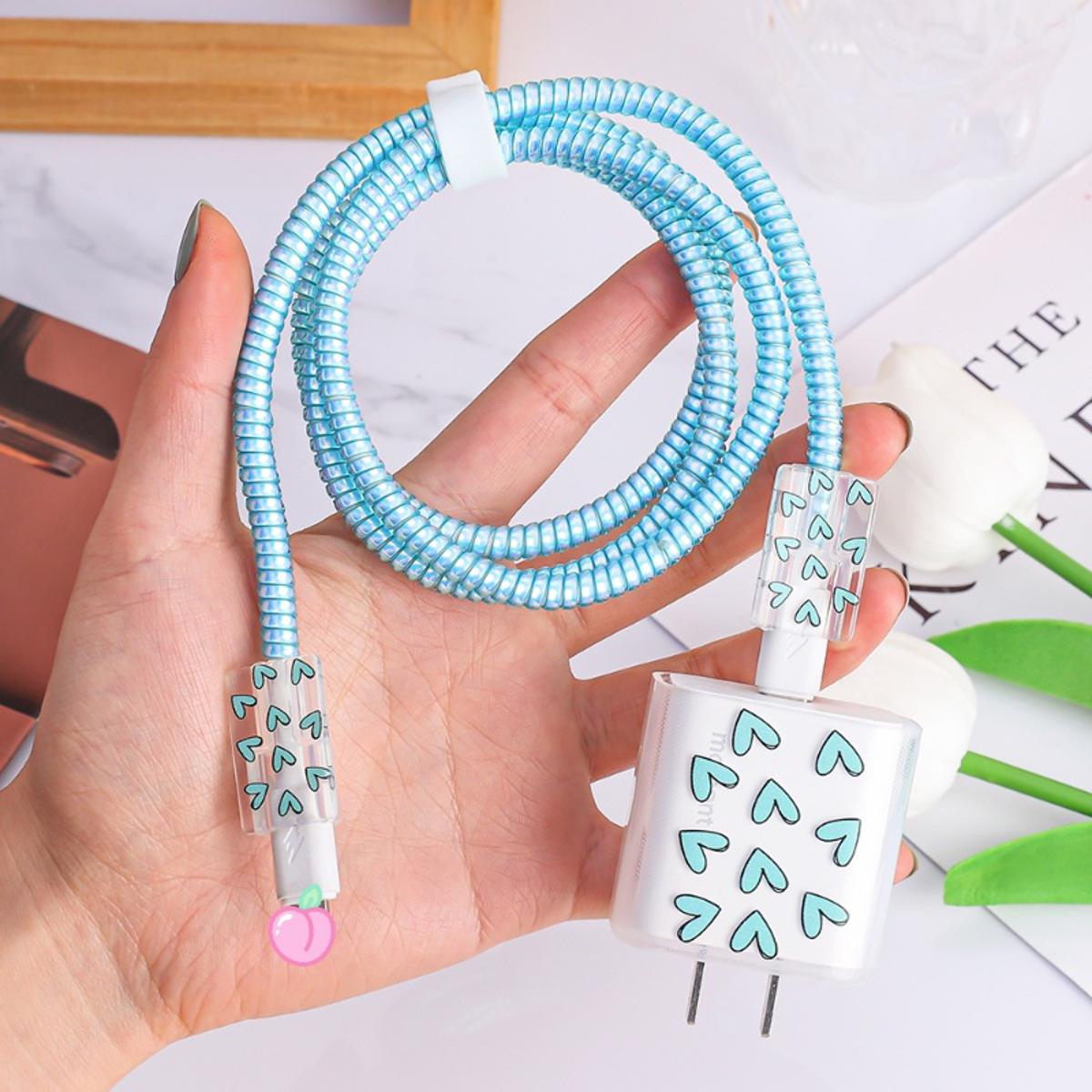 Data Cable Spiral Winder Protective Case Soft Silicone Anti-breaking Compatible for iphone 5/18/20W Charger Data Line Mobile Phone Charger Plug Protector Cover Phone Accessories