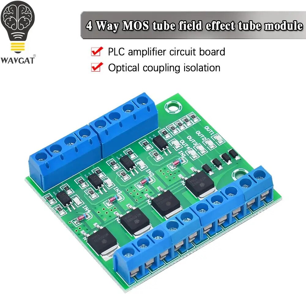 4 Way Mos Optocoupler Isolatie Module Pwm 3-20V 10A Foto-elektrische Isolator Houder Rail Plc Drive Motor Board