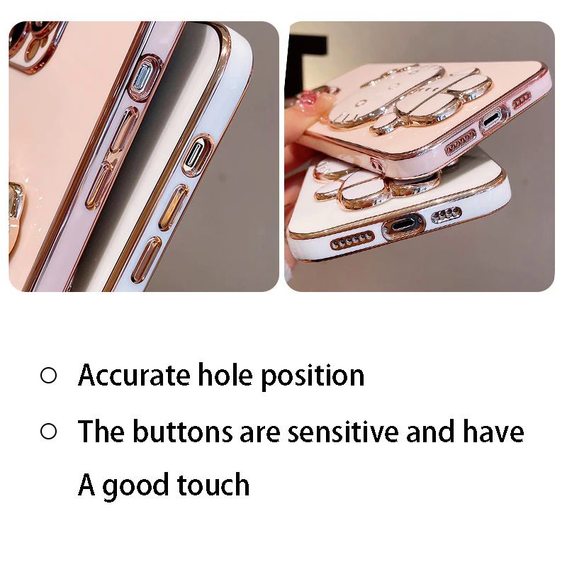 Plating Hello Kitty Phone Case for Samsung Galaxy S23 S22 Ultra S21 S20 FE S10 S9 S8 Note 20 9 8 Plus 10 Lite Mirror Rack Cover PCardiaCP. 