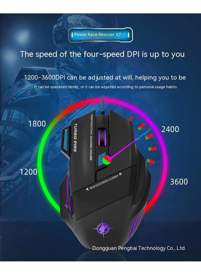 RGB Gaming Mouse For Computer & Laptop. HIgh DPI Gaming Mouse MS-7. 