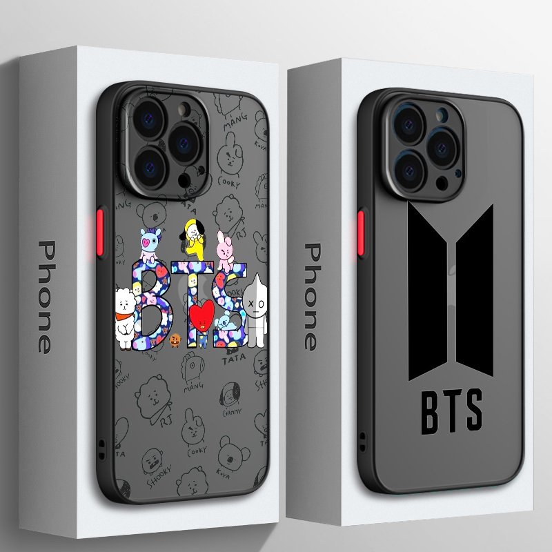 The B-BTS Cute For Apple iPhone 15 14 13 12 11 mini Pro Max 8 7 6S 6 XR X XS Plus Frosted Translucent Phone Case