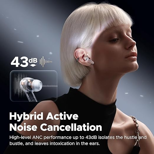 SoundPEATS Capsule 3 Pro Earbuds Futuristic Translucent Bluetooth 5.3 Wireless Earphones LDAC 6 Mic 43dB Hybrid Noise-Cancellation Gaming Mode Up to 8 hours Playtime. 