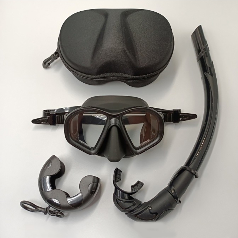 Tempered Glass Freediving Mask Snorkeling Set Foldable Snorkel J-type Diving Mask With Camera Mount